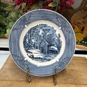Currier & Ives platter plate blue replacement decor